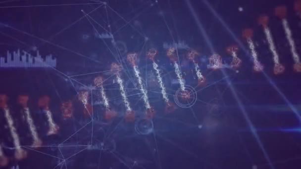 Digital Animation Dna Data Processing Network Connections Blue Background Medical — Vídeo de Stock