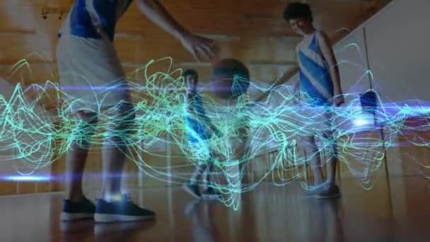 Animacja Falistych Linii Różnych Szkoleniach Młodzieżowych Drużyn Koszykówki Koszykówka Sport — Wideo stockowe