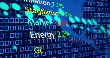 Dünya haritası üzerinde veri işleme animasyonu. küresel iş ve dijital arayüz kavramı dijital olarak oluşturulmuş video.