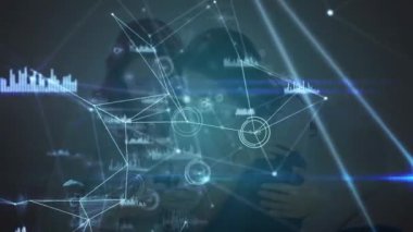 Animation of network of connections over data processing. Global connections technology and digital interface concept digitally generated video.
