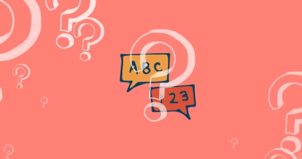 Animation Question Marks Speech Bubble Pink Background Global Education Digital — Stok video