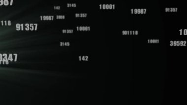 Animation of data processing over light trails. Global business and digital interface concept digitally generated video.