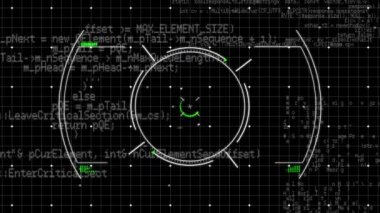 Animation of scope scanning and data processing over grid. Global computing, connections, networks and data processing concept digitally generated video.