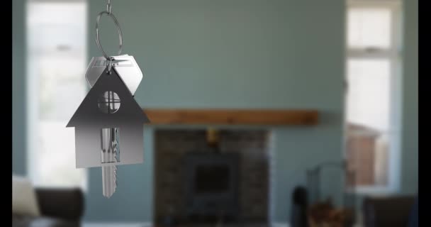 Animation Silver Key House House Interior Moving House Concept Digitally — Vídeos de Stock