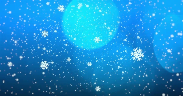 Image Snowflakes Falling Spot Lights Blue Background Winter Christmas Nature — Stok fotoğraf