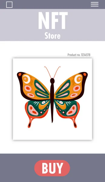 Screenshot Online Nft Store Butterfly Image Sale Online Shopping Website — 图库照片
