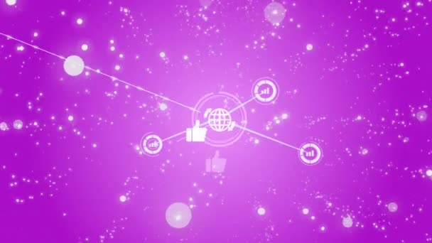Animation Media Icons Network Connections Spots Global Business Digital Interface — Vídeo de stock