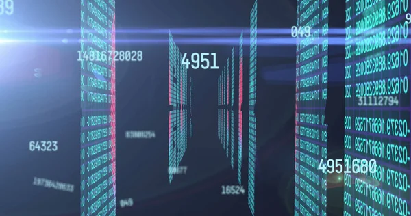 Image of numbers changing over data processing on computer servers. global technology data processing concept digitally generated image.