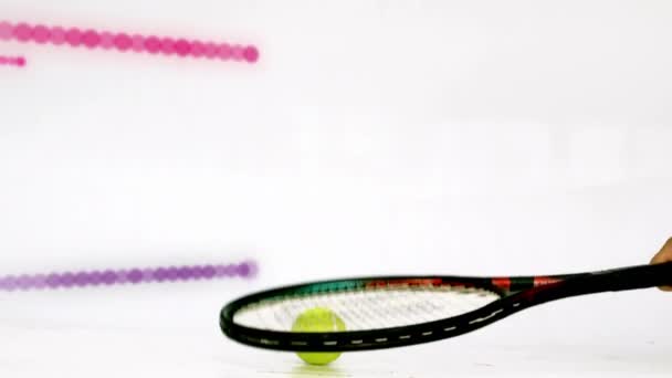 Animation Light Trails Tennis Ball Racket Sports Competition Concept Digitally — Vídeo de Stock