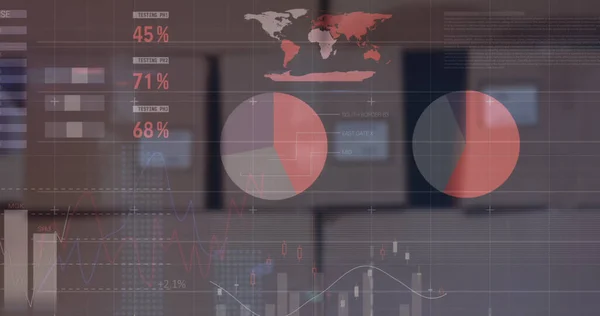 Afbeelding Van Financiële Gegevens Grafieken Pakketten Magazijn Handel Bezorgdiensten Economie — Stockfoto