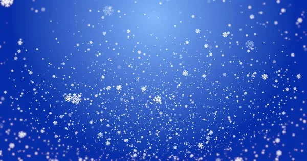 Image Snowflakes Falling Blue Background Winter Christmas Nature Concept Digitally — Zdjęcie stockowe