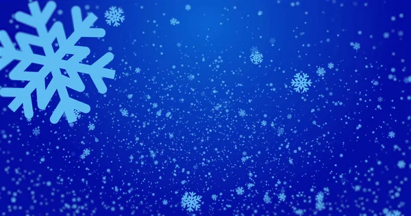 Εικόνα Από Νιφάδες Χιονιού Που Πέφτουν Μπλε Φόντο Χειμώνας Χριστούγεννα — Φωτογραφία Αρχείου