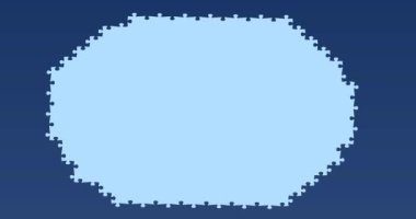 Animation of question mark over puzzle pieces on blue background. Global education and digital interface concept digitally generated video.