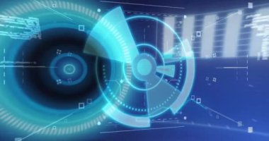 Animation of scope scanning over data processing. Global technology, online security and digital interface concept digitally generated video.