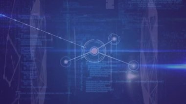Animation of data processing over network of connections. Global business and digital interface concept digitally generated video.