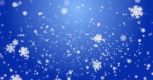 Зображення Сніжинок Падають Синій Фон Зима Різдво Концепція Природи Цифрове — стокове фото
