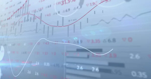 Image of financial data and graphs over grey background. global business, finance, economy and technology concept digitally generated image.