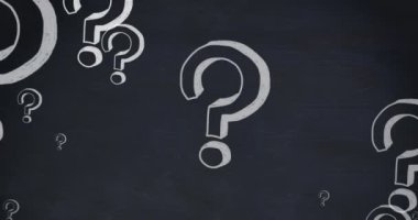 Animation of question marks on black background. Global education and digital interface concept digitally generated video.