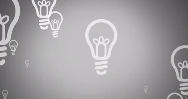 Animation Question Mark Lightbulbs Grey Background Global Education Digital Interface — Stockvideo