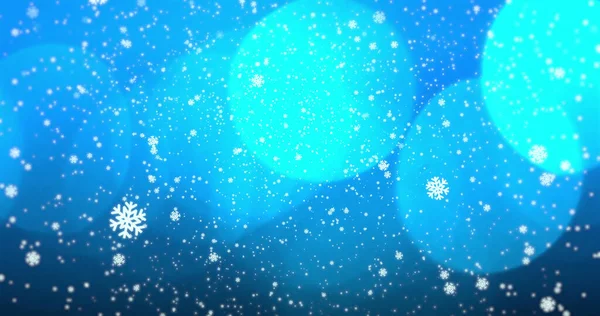 Image Snowflakes Falling Spot Lights Blue Background Winter Christmas Nature — Stock fotografie