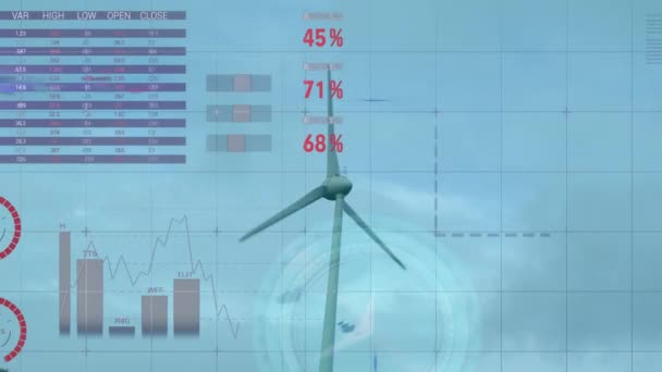 Animation Infographic Interface Watch Spinning Windmill Clear Sky Digital Composite — Video