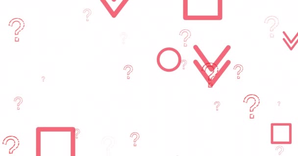 Animation Shapes Question Marks White Background Global Education Digital Interface — Vídeo de Stock