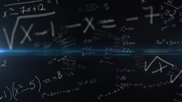数学方程在黑色背景上的动画化 全球商业和数字接口概念数字生成视频 — 图库视频影像