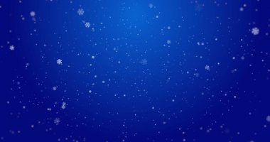Image of snowflakes falling on blue background. winter, christmas and nature concept digitally generated image.