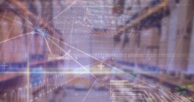 Depodaki mali verilerin ve grafiklerin resmi. ticaret, dağıtım hizmetleri, ekonomi ve teknoloji dijital olarak üretilen imaj.