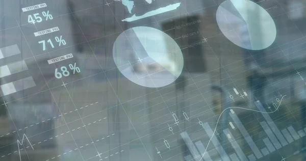 Afbeelding Van Financiële Gegevens Grafieken Pakketten Magazijn Handel Bezorgdiensten Economie — Stockfoto