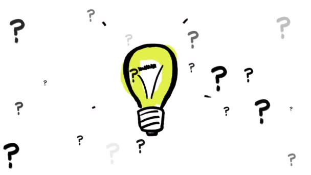 Animation Lightbulb Icon Question Marks White Background Global Education Digital — Vídeo de Stock