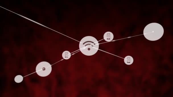 Animacja Sieci Połączeń Ikonami Czarnym Tle Koncepcja Globalnego Biznesu Cyfrowego — Wideo stockowe