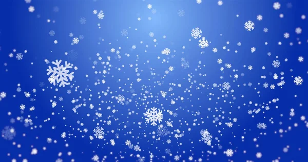 Image Snowflakes Falling Blue Background Winter Christmas Nature Concept Digitally — Zdjęcie stockowe