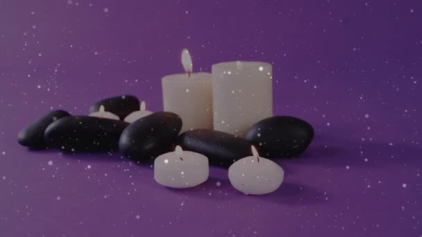 Animation Light Spots Candles Stones Spa Relax Concept Digitally Generated — Stockvideo