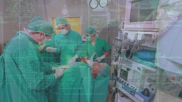 Animation Data Processing Diverse Surgeons Patient Global Medicine Computing Digital — Vídeo de Stock