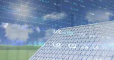 Animation of financial data processing over digital screen. Global business digital interface technology and networking concept digitally generated video.