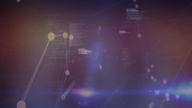 Siyah arkaplandaki bağlantı ağı üzerinden veri işleme animasyonu. Küresel teknoloji, bilgisayar ve dijital arayüz kavramı dijital olarak oluşturulmuş video.
