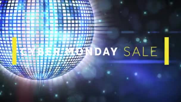 Animation Illuminated Disco Ball Spinning Bright Rays Cyber Monday Sale — Video Stock