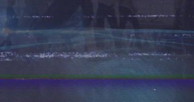 Animation of interference over diverse business people at office. Global business, computing and digital interface concept digitally generated video.