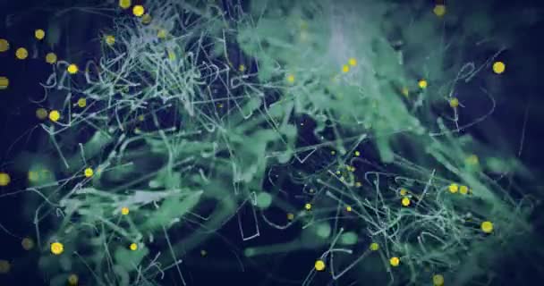 Animation Yellow Spots Light Digital Waves Blue Background Global Networking — Stock videók
