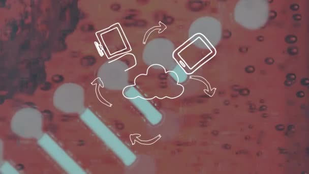 Анимация Икон Цепочки Днк Красной Жидкости Мировая Наука Технологии Цифровые — стоковое видео