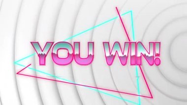 Animation of you win text over circles on white background. Social media and digital interface concept digitally generated video.