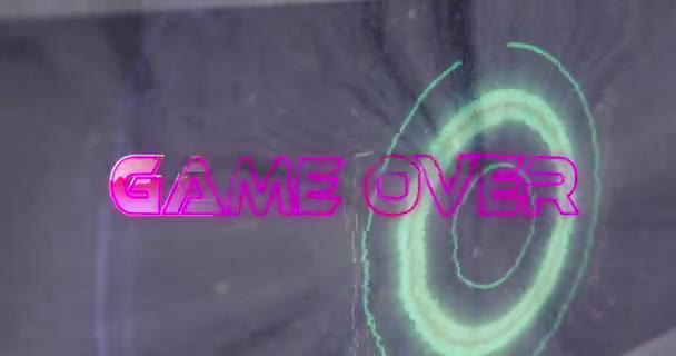 Animation Game Please Insert Coin Text Light Trails Circles Social — Video