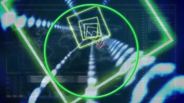 Анімація Квадратного Тунелю Безшовному Шаблоні Проти Інтерфейсу Обробкою Даних Комп — стокове відео