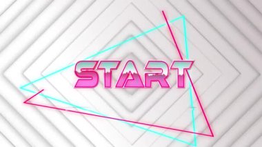 Animation of start text over squares on white background. Social media and digital interface concept digitally generated video.