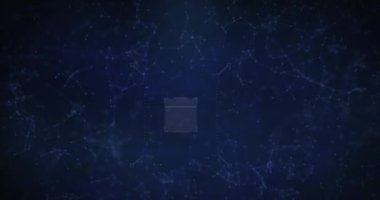 Animation of qr code over network of connections on black background. Global technology, online security and digital interface concept digitally generated video.