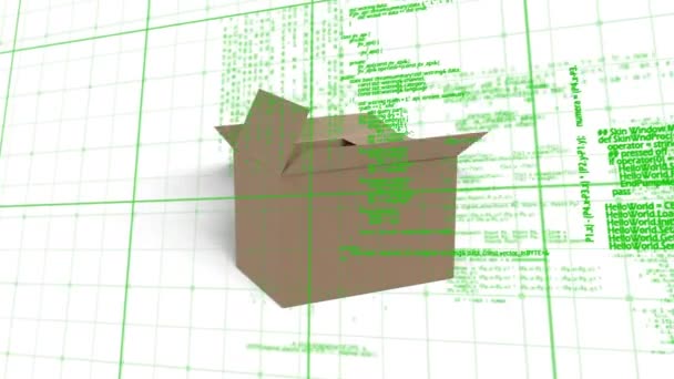 Animation Data Processing Box White Background Global Shipping Retail Digital — Stockvideo