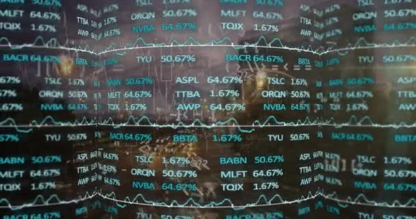 Animation Data Processing Stock Market Cityscape Global Business Finances Digital — Stock Video