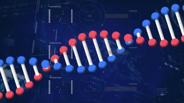 Animation Dna Strand Data Processing Graph Global Science Medicine Digital — Stockvideo
