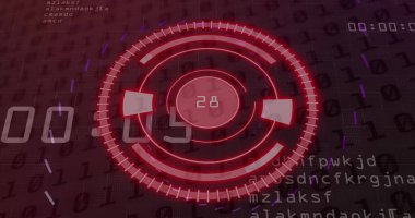 Image of scope scanning with data processing and qr code. Global technology, online security and digital interface concept digitally generated image.